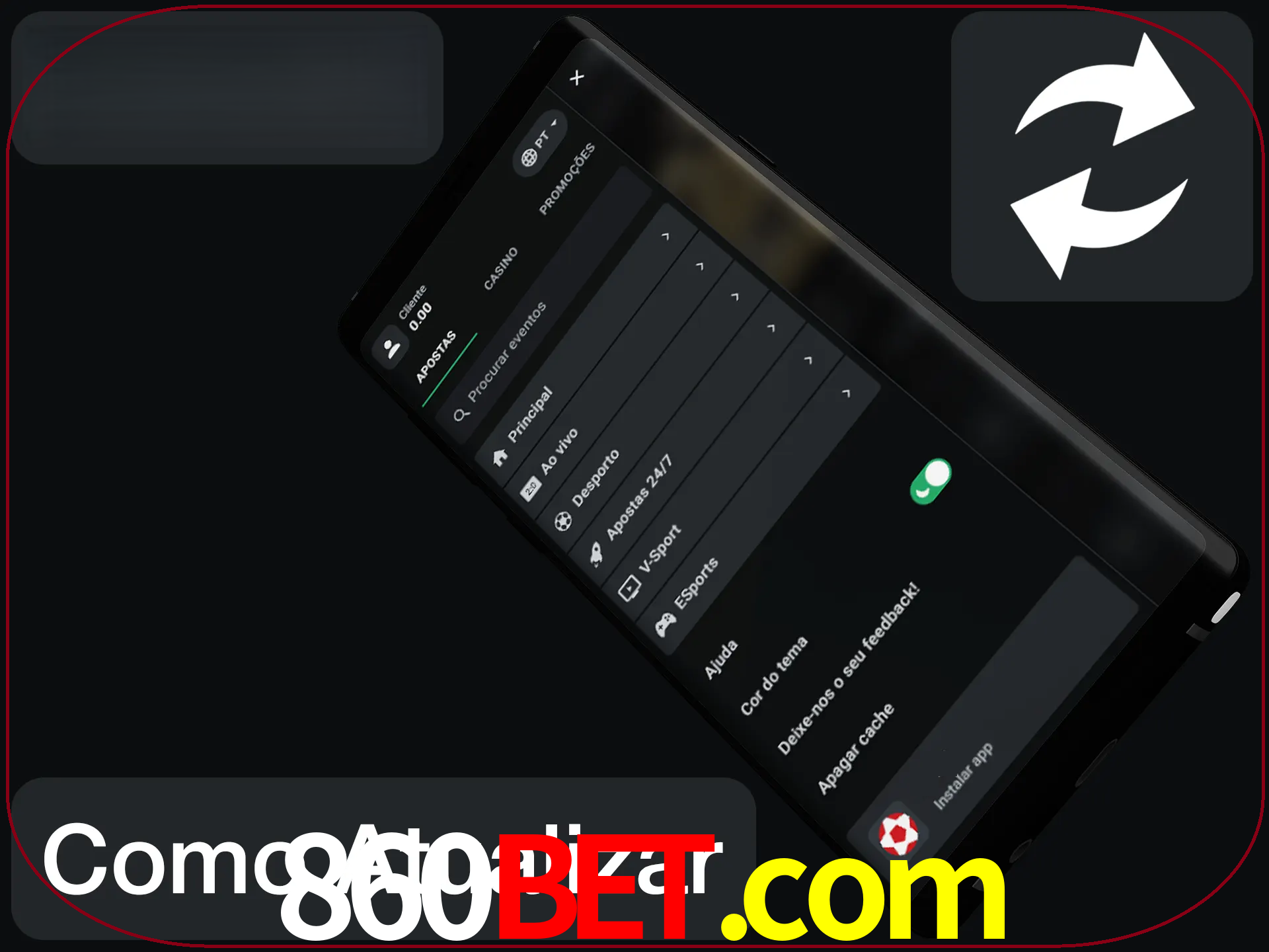 O aplicativo é atualizado automaticamente quando você faz o login.
