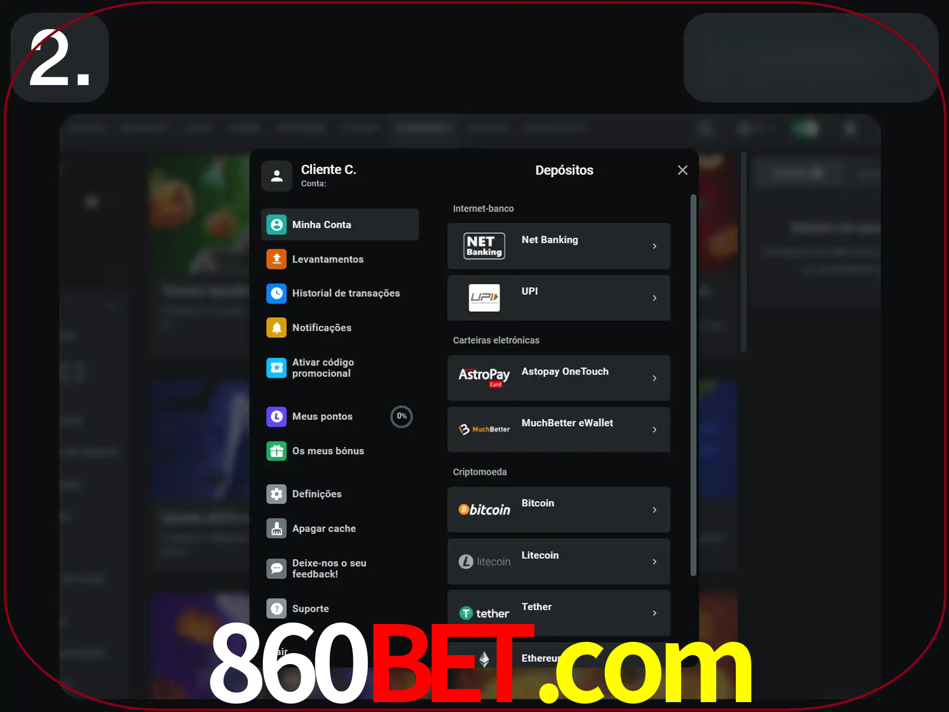 Clique na forma de pagamento preferida.