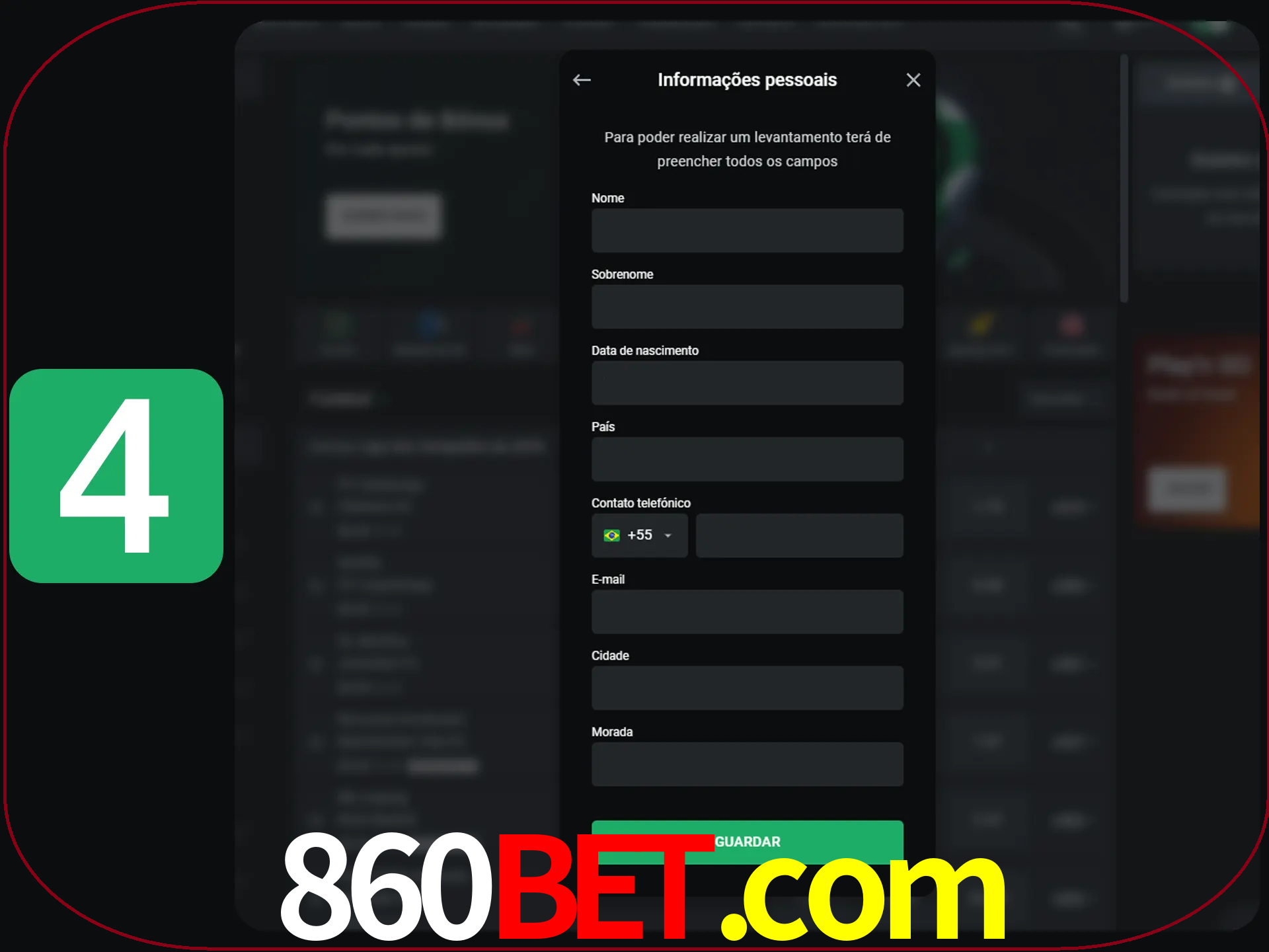 Preencha todos os campos no formulário de registro.